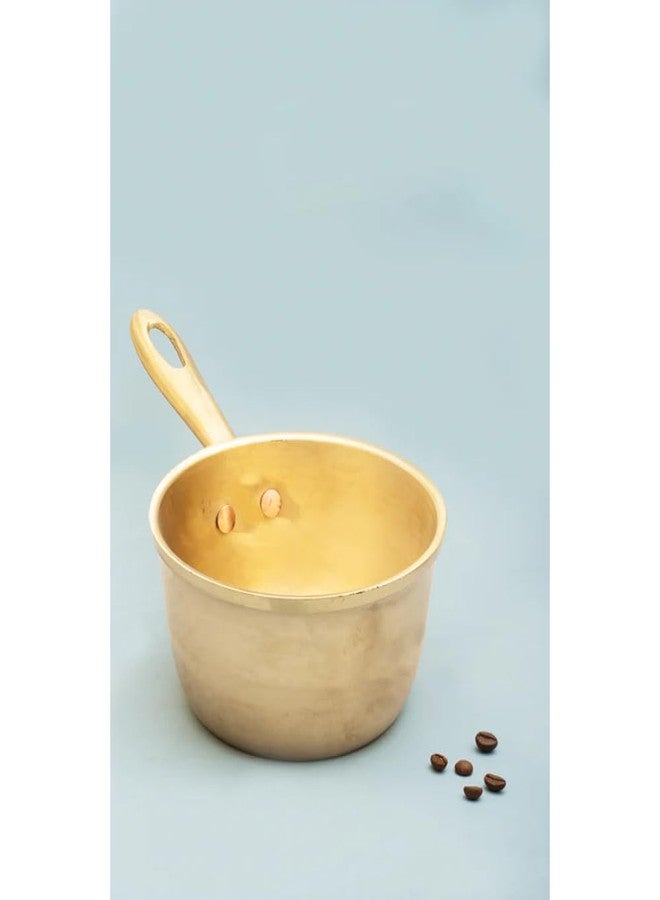 80's Cookware قدر طهي برونزي أيورفيدي من الثمانينيات، سعة 1 لتر، مصنوع من البرونز النقي 100%، غير سام - 15.5 بوصة - Image 1